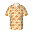 thumbnail image 1 of Vsdgher Autumn Leaves And Pumpkins Print Men's Hawaiian Shirts Button Down Tropical Holiday Beach Shirts Vacation Clothes,Small, 1 of 7