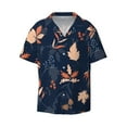 thumbnail image 1 of Vsdgher Autumn Leaves With Blue Print Men's Wrinkle Free Untucked Cuban Shirt Business Casual Button Down Shirts Short Sleeve Shirt, 1 of 7