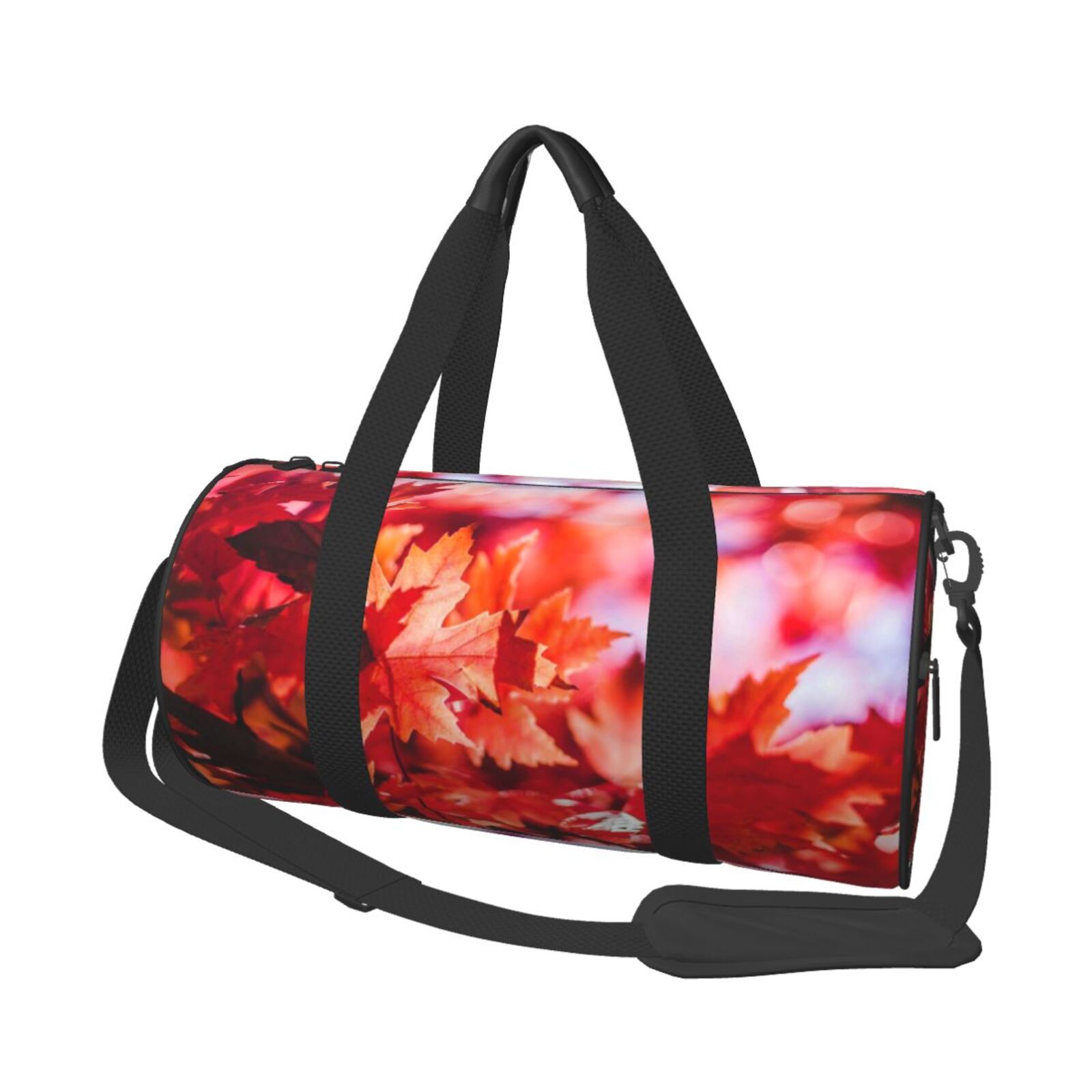 Vsdgher Autumn Maple Leaves 45L Foldable Duffel Bag, Sports Gym Bag,Overnight Bag, Portable Weekender Bag for Airplanes
