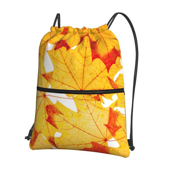 Vsdgher Autumn Maple Leaves Drawstring Backpack Water Resistant String Bag Sports Sackpack Gym Sack for Men Women