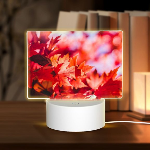 Vsdgher Autumn Maple Leaves Rectangular Acrylic Night Light Acrylic Sleep Night Light Friend Gifts for Birthday Gifts for Women Teens Boys Girls