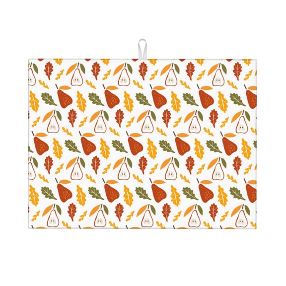 Vsdgher Autumn Pears Dish Drying Mat Super Absorbent Drying Mat Large Dish Drying Mats for Kitchen Counter Kitchen Drying Mat 24" x 18"