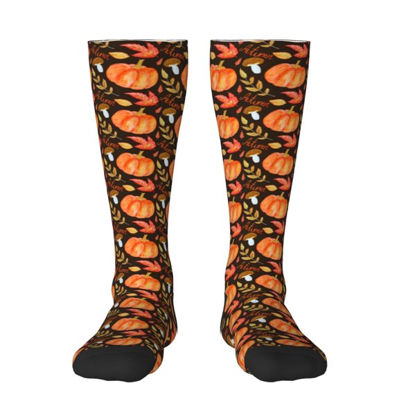 Vsdgher Autumn Pumpkin Knee Socks, High Socks Long Stretchy Sock Women Knee High Stocking, Long Socks for Women