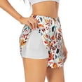 thumbnail image 1 of Vsdgher Autumn Pumpkins Fall Leaves Print Women's Running Double Layer Shorts High Waisted with Pockets Elastic Yoga Workout Athletic Gym Sports, 1 of 8