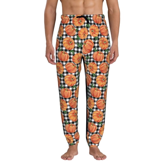 Vsdgher Autumn Pumpkins Gingham Sweatpants for Men, Joggers for Men Athletic Pants, Men's Lounge Pants,for Workout, Jogger Sweatpants-XX-Large