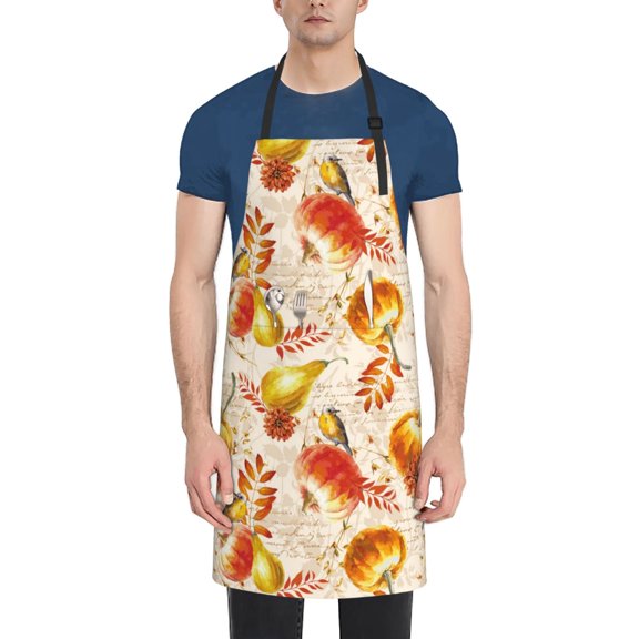 Vsdgher Autumn With Birds Waterproof Apron with 2 Pockets Kitchen Chef Aprons Bibs for Grooming Cooking Baking Painting Gardening
