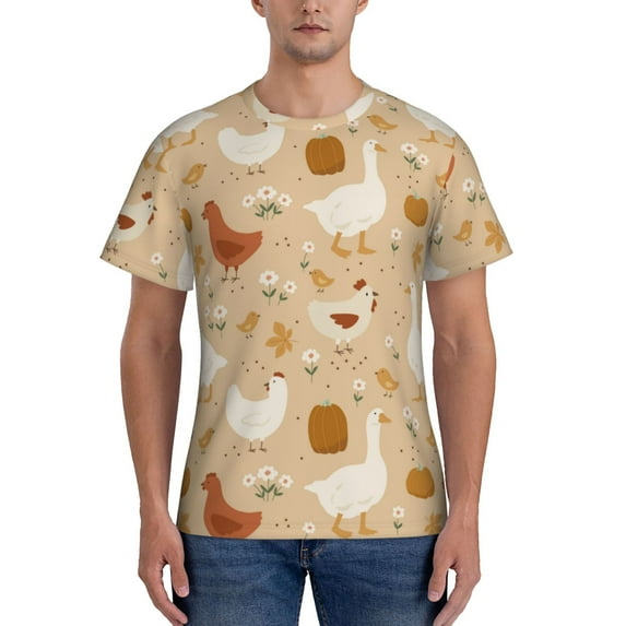 Vsdgher Autumn and Thanksgiving Print Men's Dry Fit Mesh Athletic Shirts Moisture Wicking Tennis T-Shirt Tops