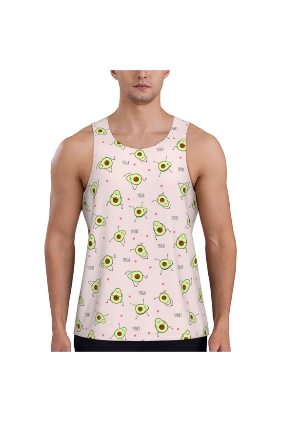 Avocado Doing Sport Yoga Men's Workout Tank Tops Sleeveless Gym Shirt Quick Dry Fitness Bodybuilding Sleeveless T Shirt-3X-Large