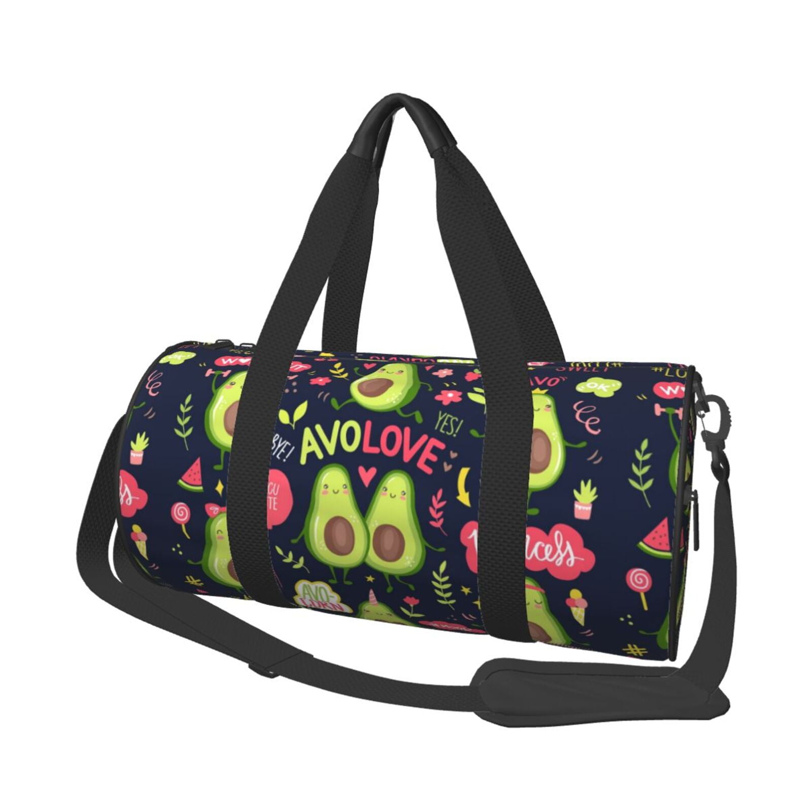 Vsdgher Avocado Love 45L Foldable Duffel Bag, Sports Gym Bag,Overnight Bag, Portable Weekender Bag for Airplanes