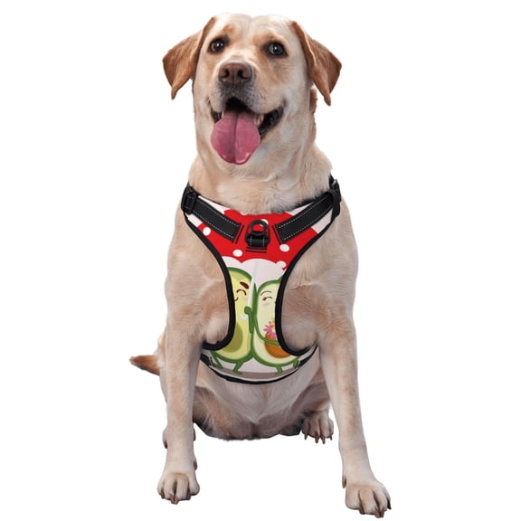Vsdgher Avocado Lovers Wearing Umbrella Pattern Dog Harness,No Pull Pet Harness with Soft Padded Handle,Adjustable Reflective Vest with 2 Buckles,4 Slide Buckles,S-XL