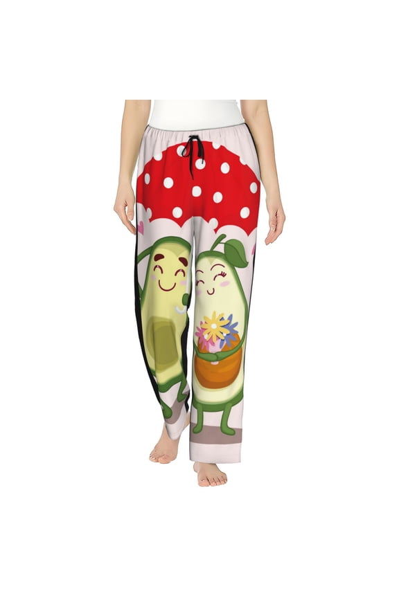 Avocado Lovers Wearing Umbrella Women’s Womens Pajama Pants, Lounge Wide Leg PantsLounge Pants,Sleep Bottoms, Lounge for Women-Medium