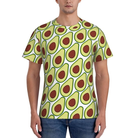 Vsdgher Avocado Print Men's Dry Fit Mesh Athletic Shirts Moisture Wicking Tennis T-Shirt Tops