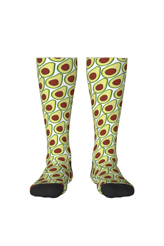 Avocado Print Thigh High Socks Extra Long Stretchy Sock Women Over Knee High Opaque Stocking Daily Wear