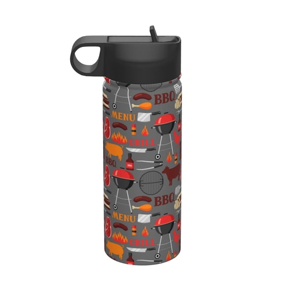 Vsdgher BBQ Icons for Insulated Stainless Steel Water Bottle,18oz Sports Water Bottle Stainless Steel Reusable Tumbler for Sports, Travel, and School