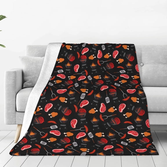 Vsdgher BBQ Ultra-Soft Micro flannel Blanket Throw Blankets for Couch Sofa, Bed (4 sizes)-40"x30"
