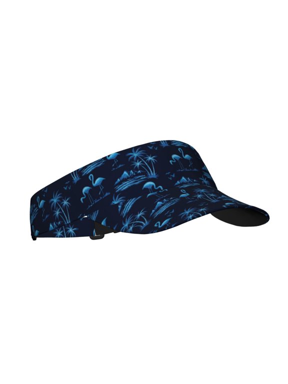 BLUE Flamingo Birds Print Adult Sunscreen Visor Cap,1 Piece of Sport Sun Visor Hats Adjustable Sun Hat for Outdoor Activities Fits for Women and Men (One Size)