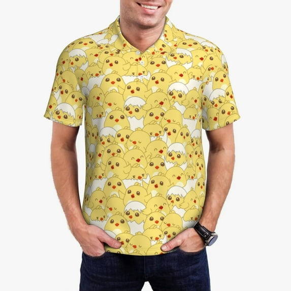Vsdgher Baby Chicks Polo Shirts for Men, Men's Short Sleeve Stretch Polo Shirt, Shirts for Men-Medium