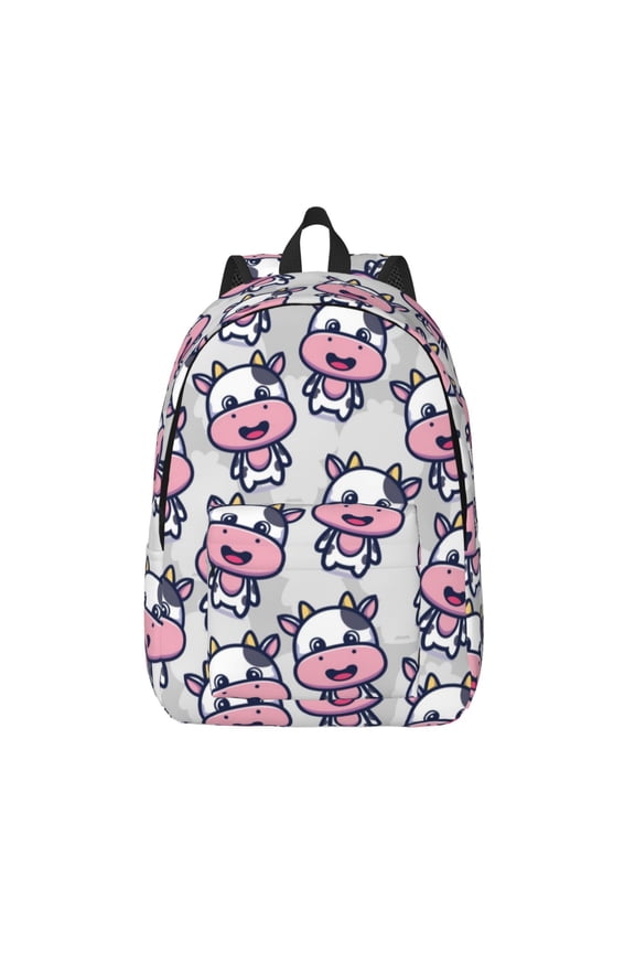 Baby Cow Print Canvas Backpack Travel Rucksack Unisex Knapsack 15.7/17.7Inch Laptop Backpack for Work,College -Medium