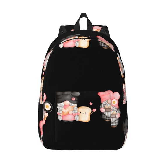 Vsdgher Baker Gnome Print Canvas Backpack Travel Rucksack Unisex Knapsack 15.7/17.7Inch Laptop Backpack for Work,College -Medium