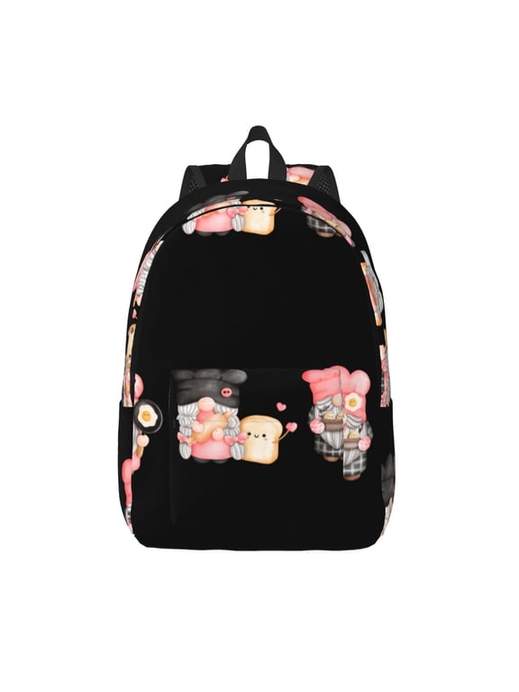 Baker Gnome Print Canvas Backpack Travel Rucksack Unisex Knapsack 15.7/17.7Inch Laptop Backpack for Work,College -Medium
