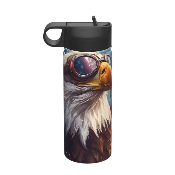 Vsdgher Bald Eagle Pilot for Insulated Stainless Steel Water Bottle,18oz Sports Water Bottle Stainless Steel Reusable Tumbler for Sports, Travel, and School