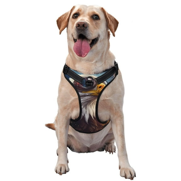 Vsdgher Bald Eagle Pilot Pattern Dog Harness,No Pull Pet Harness with Soft Padded Handle,Adjustable Reflective Vest with 2 Buckles,4 Slide Buckles,S-XL Medium