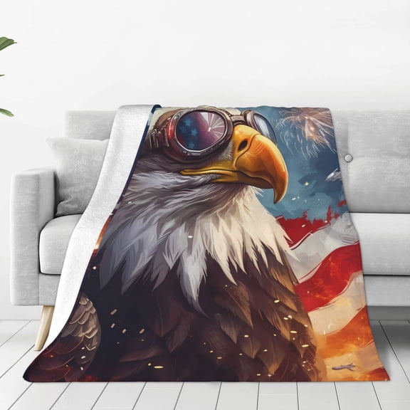 Vsdgher Bald Eagle Pilot Ultra-Soft Micro flannel Blanket Throw Blankets for Couch Sofa, Bed (4 sizes)-50"x40"