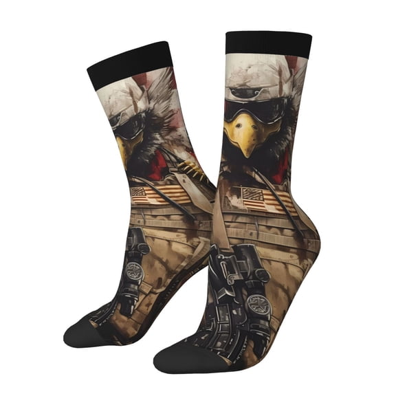 Vsdgher Bald Eagle Soldier Crew Socks for Men & Women, Breathable Casual Athletic Ankle Socks
