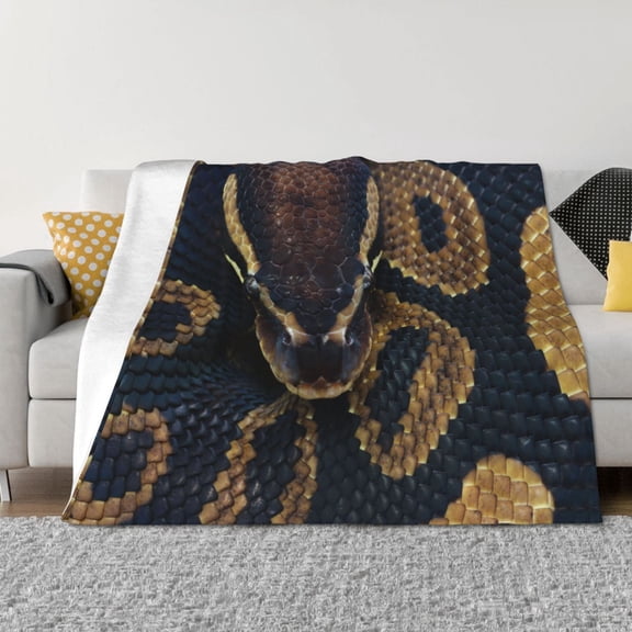 Vsdgher Ball Phyton Snake Pattern Fleece Throw Blanket, Horizontal Fleece Bedding Home Decor for Couch & Bed All Season Use -50"x40"