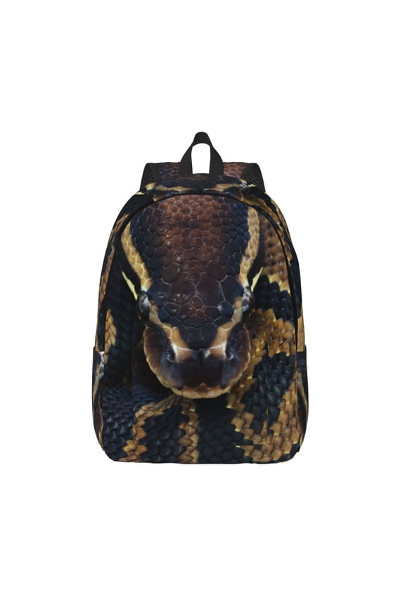 Ball Phyton Snake Print Canvas Backpack Travel Rucksack Unisex Knapsack 15.7/17.7Inch Laptop Backpack for Work,College -Medium