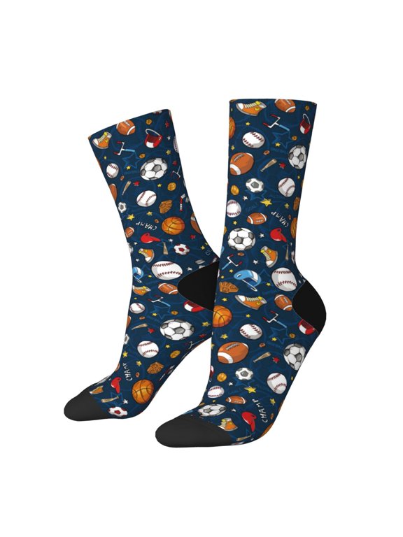 Ball Sports Crew Socks for Men & Women, Breathable Casual Athletic Ankle Socks