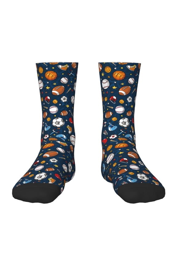 Ball Sports Pattern Kids Socks Boys Girl Crew Athletic Half Sport Running Breathable Socks Lightweight Stretch Crew Socks