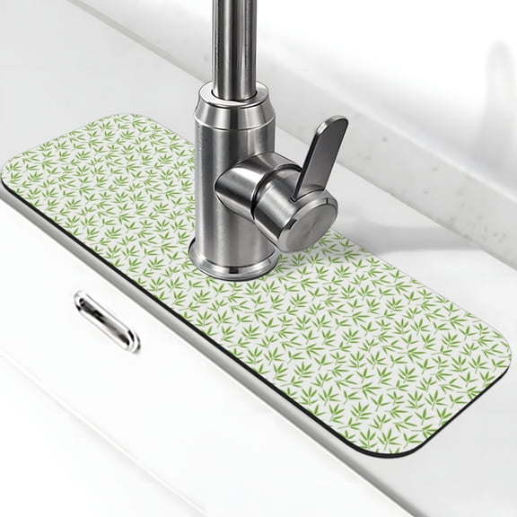 Vsdgher Bamboo 1 Kitchen Sink Splash Guard Faucet Mat -1 PC Super Absorbent Fast Drying Mat Sink Gadgets-Splash, Bathroom,Sink Mat,(15" X 5.5" )