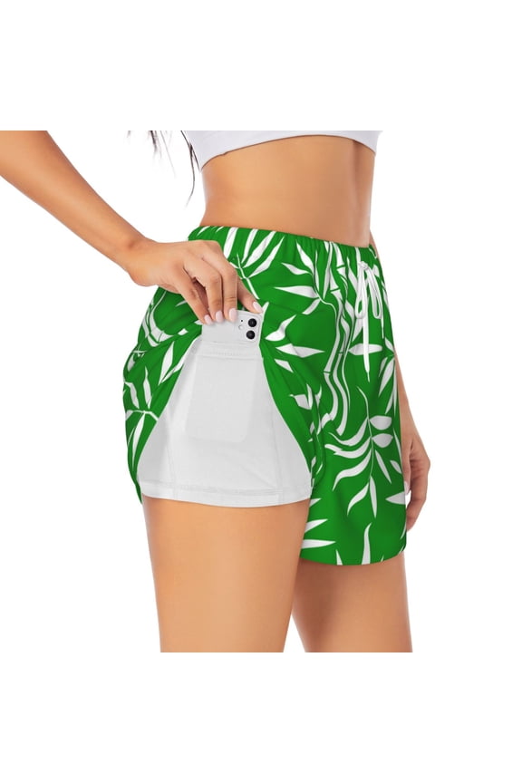 Bamboo Athletic Shorts for Women, Women's Running Double Layer Shorts, High Waisted Yoga Shorts, Workout Athletic Shorts-Large