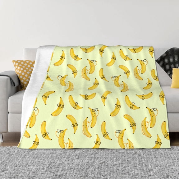 Vsdgher Bananas Pattern Fleece Throw Blanket, Horizontal Fleece Bedding Home Decor for Couch & Bed All Season Use -60"x50"