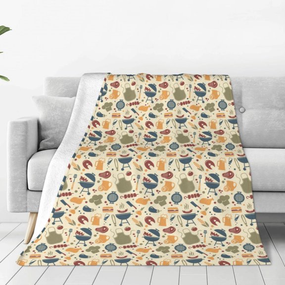 Vsdgher Barbecue And Grill Ultra-Soft Micro flannel Blanket Throw Blankets for Couch Sofa, Bed (4 sizes)-50"x40"