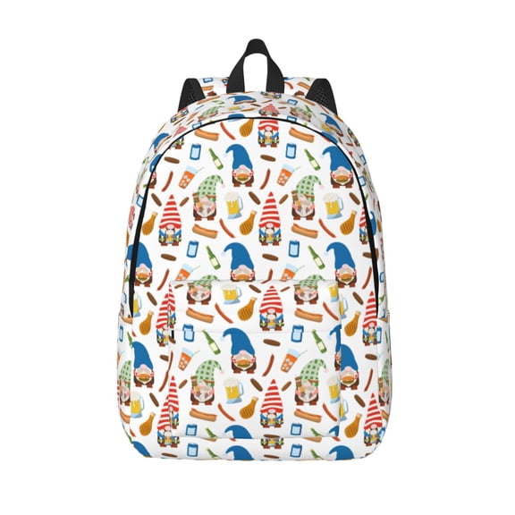 Vsdgher Barbecue Gnomes Print Canvas Backpack Travel Rucksack Unisex Knapsack 15.7/17.7Inch Laptop Backpack for Work,College -Medium
