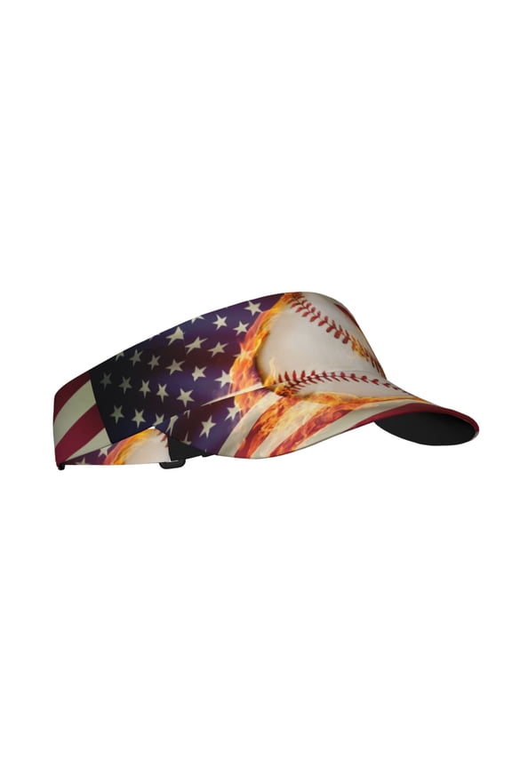 Baseball Ball With Flag Print Adult Sunscreen Visor Cap,1 Piece of Sport Sun Visor Hats Adjustable Sun Hat for Outdoor Activities Fits for Women and Men (One Size)