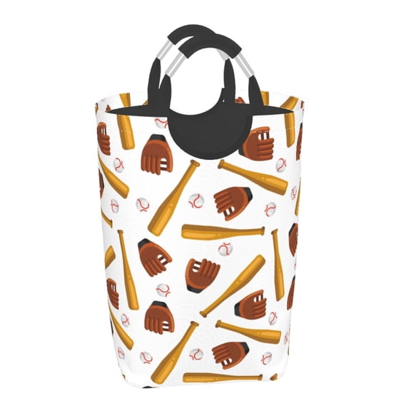 Vsdgher Baseball Sport Print Square Laundry Bag Large Collapsible Dirty Clothes Bags With Handles Waterproof Essentials Storage For College Dorm, Family