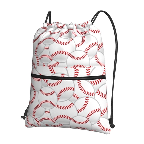 Vsdgher Baseballs Drawstring Backpack Water Resistant String Bag Sports Sackpack Gym Sack for Men Women