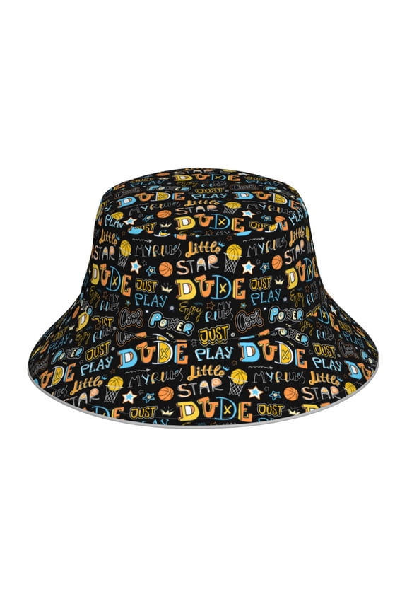 Basketball Print Bucket Hat for Men&Women Bucket Hat Reversible Summer Double-Side-Wear Travel Gardening, Beach, Camping, Hiking, Fishing Cap