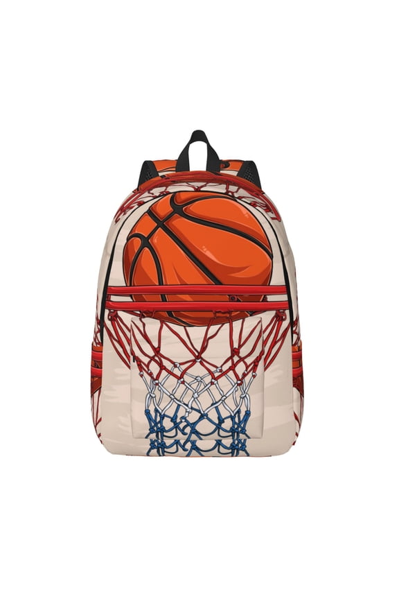 Basketball Shot Print Canvas Backpack Travel Rucksack Unisex Knapsack 15.7/17.7Inch Laptop Backpack for Work,College -Medium