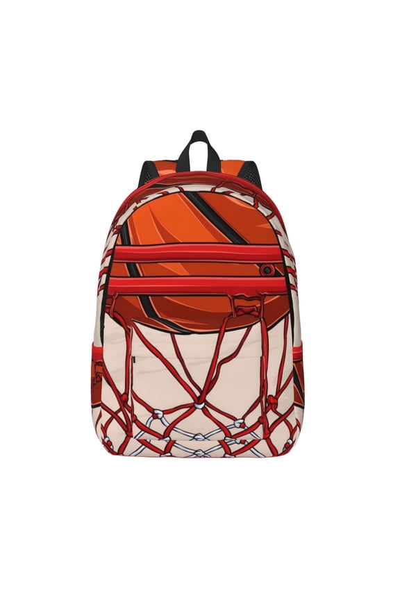 Basketball Shot Print Canvas Backpack Travel Rucksack Unisex Knapsack 15.7/17.7Inch Laptop Backpack for Work,College -Small