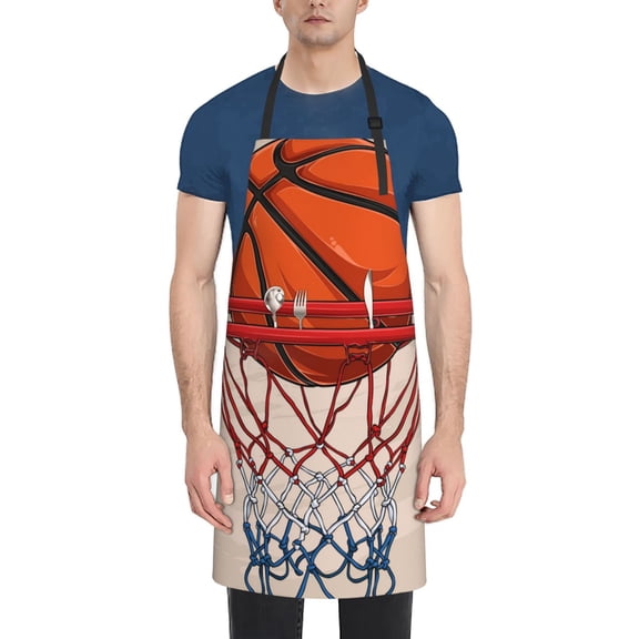 Vsdgher Basketball Shot Waterproof Apron with 2 Pockets Kitchen Chef Aprons Bibs for Grooming Cooking Baking Painting Gardening