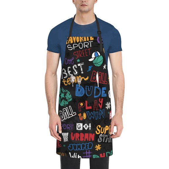Vsdgher Basketball Waterproof Apron with 2 Pockets Kitchen Chef Aprons Bibs for Grooming Cooking Baking Painting Gardening
