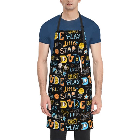 Vsdgher Basketball Waterproof Apron with 2 Pockets Kitchen Chef Aprons Bibs for Grooming Cooking Baking Painting Gardening