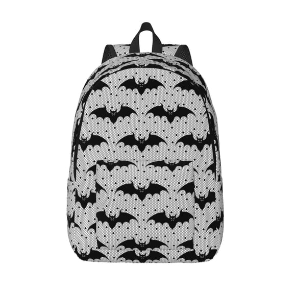 Vsdgher Bat Print Canvas Backpack Travel Rucksack Unisex Knapsack 15.7/17.7Inch Laptop Backpack for Work,College -Medium