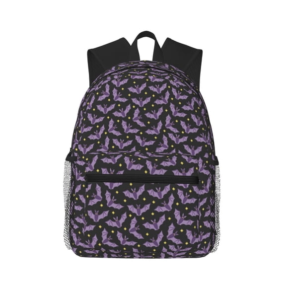 Vsdgher Bat Purple Print Unisex Large Capacity Bookbag Schoolbag Casual Daypack for High School/College/Teens/Travel/Work