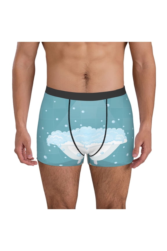 Bathtub with Soap Bubbles Pattern Men's Boxer Brief Underwear,Soft Funny Underwear for Men-Small