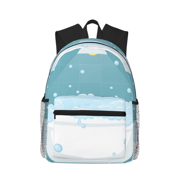Vsdgher Bathtub with Soap Bubbles Print Unisex Large Capacity Bookbag Schoolbag Casual Daypack for High School/College/Teens/Travel/Work